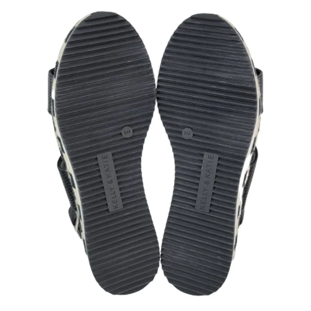 Kelly & Katie Poliana Espadrille Black White Platform Wedge Sandal Shoes Sz 8 - Picture 11 of 12